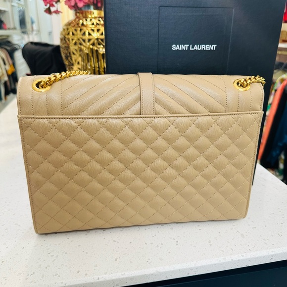 Classic YSL Envelope Lambskin Chervon Diamond Quilted Brown Bag - Picture 9 of 10